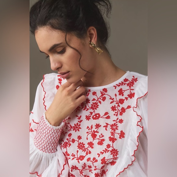 NWT Farm Rio Long-Sleeve Embroidered Blouse - Picture 3 of 4